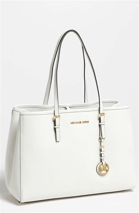 michael kors mk white quilted tote handbag purse